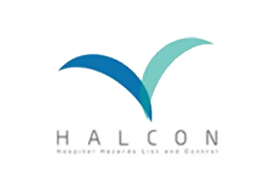 Logotipo del proyecto HALCON, con dos trazos curvos en azul y verde sobre el nombre
